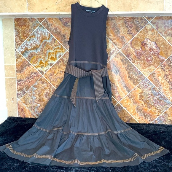 Women’s Black Veronica Beard Austyn Belted Midi Dress Size Medium - Picture 5 of 16